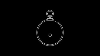 White line Barometer icon isolated on black background. 4K Video motion graphic animation.
