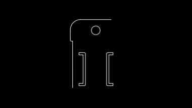 White line Metal detector in airport icon isolated on black background. Airport security guard on metal detector check point. 4K Video motion graphic animation.