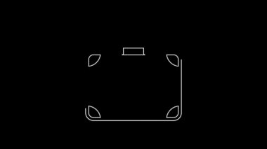 Seyahat simgesi için beyaz bavul siyah arkaplanda izole edildi. Seyahat bagaj tabelası. Seyahat bagaj ikonu. 4K Video hareketli grafik canlandırması.