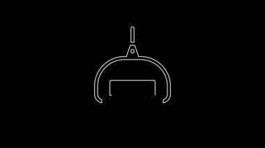 White line Ski lift icon isolated on black background. 4K Video motion graphic animation.