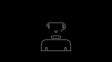 White line Winter athlete icon isolated on black background. 4K Video motion graphic animation.