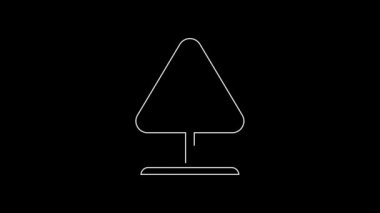 White line Road sign avalanches icon isolated on black background. Snowslide or snowslip rapid flow of snow down a sloping surface. 4K Video motion graphic animation.