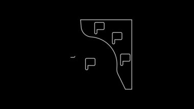 White line Route location icon isolated on black background. Train line path of train road route with start point GPS and dash line. 4K Video motion graphic animation.