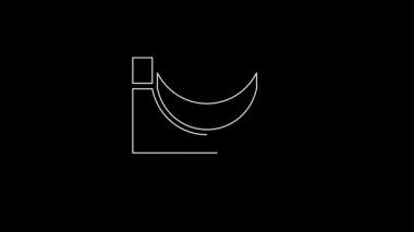 Beyaz çizgi kaykay parkı simgesi siyah arkaplanda izole edildi. Rampa seti, paten parkı için merdiven. Olağanüstü bir spor. 4K Video hareketli grafik canlandırması.