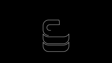 White line Stone for curling sport game icon isolated on black background. Sport equipment. 4K Video motion graphic animation.