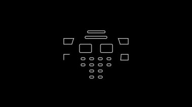 White line Hockey mask icon isolated on black background. 4K Video motion graphic animation.