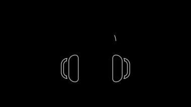 White line Winter headphones icon isolated on black background. Earmuffs sign. 4K Video motion graphic animation.