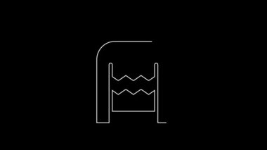 Beyaz çizgili Noel süveteri ve siyah arka planda izole edilmiş tatil süslemeleri. Örgü kazak. 4K Video hareketli grafik canlandırması.