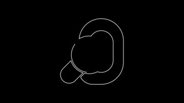 Beyaz çizgi İşitme cihazı simgesi siyah arkaplanda izole edildi. Kulak ve işitme. 4K Video hareketli grafik canlandırması.