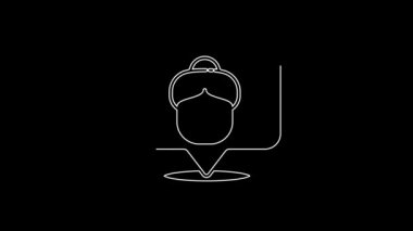White line Nursing home building icon isolated on black background. Health care for old and sick people. Center for retired people. 4K Video motion graphic animation.