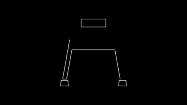 Siyah arka planda engelli kişi simgesi için beyaz çizgi Walker. 4K Video hareketli grafik canlandırması.