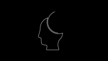 White line Male head with hospital icon isolated on black background. Head with mental health, healthcare and medical sign. 4K Video motion graphic animation.