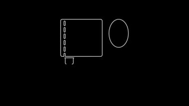 Beyaz çizgi tansiyon ikonu siyah arkaplanda izole edildi. 4K Video hareketli grafik canlandırması.