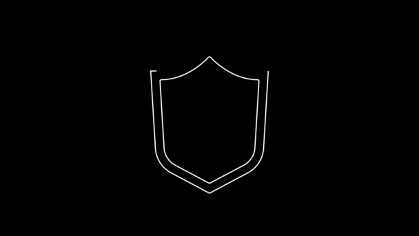 White Line Baby Shield Icon Isolated Black Background Child Safety — Stockvideo