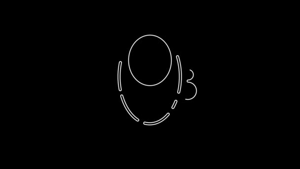 White Line Baby Bib Icon Isolated Black Background Video Motion — Stock Video
