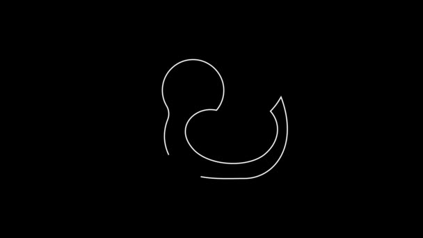 Біла Лінія Гумова Піктограма Качки Ізольована Чорному Тлі Відео Рух — стокове відео