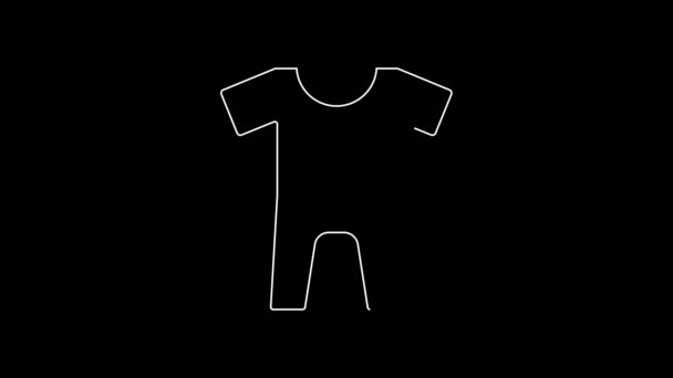 Witte Lijn Baby Kleding Pictogram Geïsoleerd Zwarte Achtergrond Babykleding Voor — Stockvideo