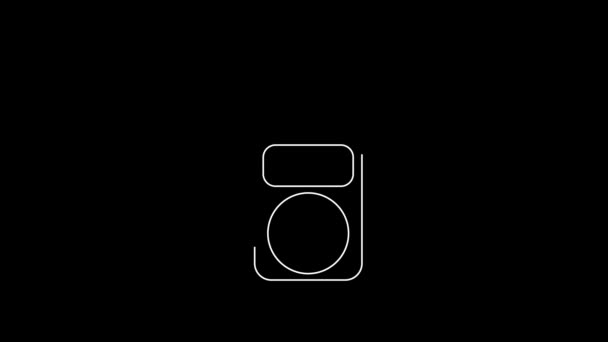 White Line Baby Monitor Walkie Talkie Icon Isolated Black Background — Stock Video