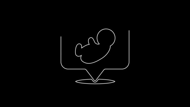 White Line Baby Icon Isolated Black Background Video Motion Graphic — Stockvideo