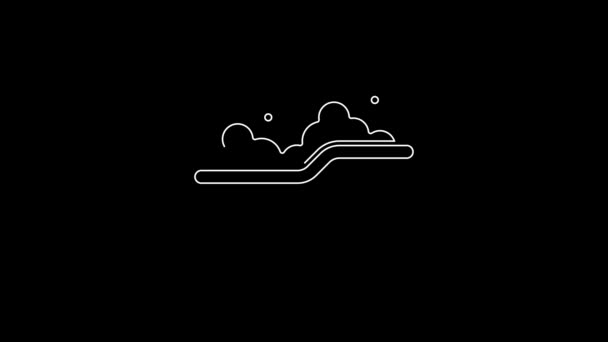 Біла Лінія Дитяча Ванна Бульбашками Піни Всередині Значка Ізольована Чорному — стокове відео