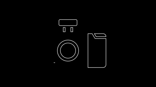Biała Linia Ikona Aparatu Fotograficznego Izolowana Czarnym Tle Ikona Kamery — Wideo stockowe