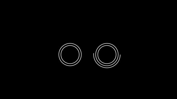 白線黒の背景に孤立した双眼鏡アイコン ソフトウェアの記号を見つける スパイ装置のシンボルだ 4Kビデオモーショングラフィックアニメーション — ストック動画