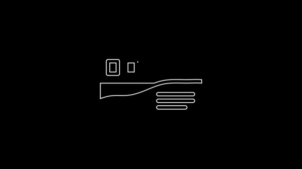White Line Postcard Travel Icon Isolated Black Background Video Motion — Video Stock