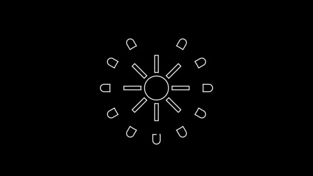 White Line Ship Steering Wheel Icon Isolated Black Background Video — Stock Video