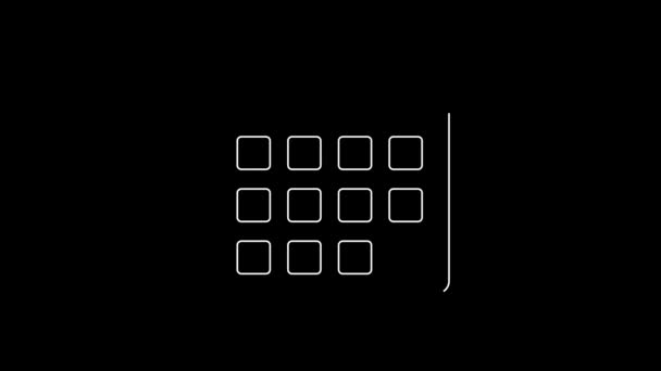 Weiße Linie Kalendersymbol Isoliert Auf Schwarzem Hintergrund Erinnerungssymbol Video Motion — Stockvideo