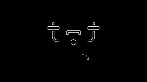 Біла Лінія Піктограма Літаючого Дрона Ізольована Чорному Тлі Квадрокоптер Символом — стокове відео