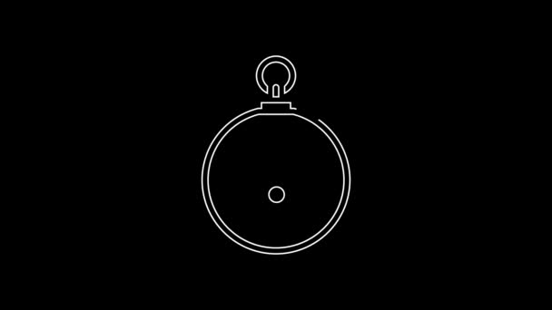 White Line Barometer Icon Isolated Black Background Video Motion Graphic — Video