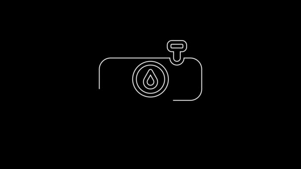 White Line Fuel Tanker Truck Icon Isolated Black Background Gasoline — Video Stock