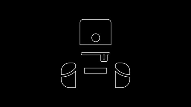Значок Рюкзака Белой Линии Выделен Черном Фоне Мбаппе Горный Рюкзак — стоковое видео