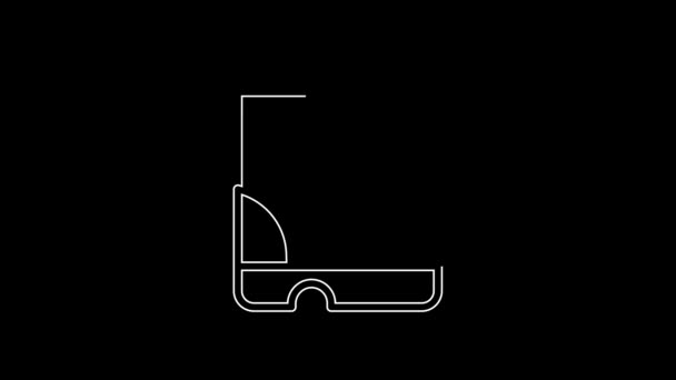 ホワイトライン黒の背景に隔離防水ゴムブーツアイコン 雨の天気 園芸用のガムブーツ 4Kビデオモーショングラフィックアニメーション — ストック動画