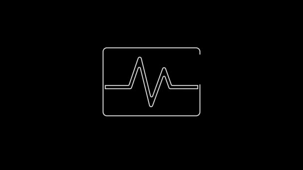 Fehér Vonal Számítógép Monitor Kardiogram Ikon Izolált Fekete Alapon Ellenőrző — Stock videók