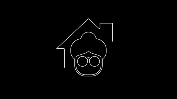 White Line Nursing Home Building Icon Isolated Black Background Health — 비디오