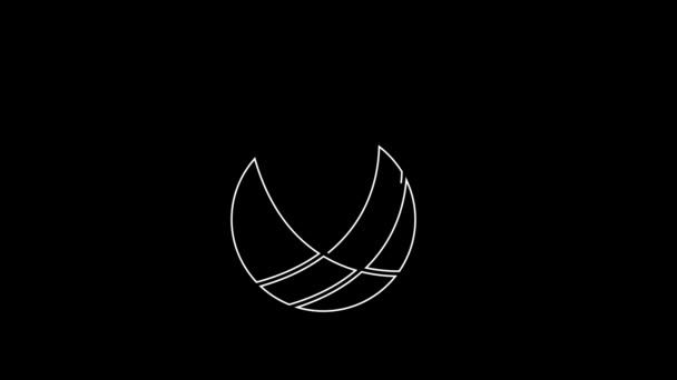 White Line Yarn Ball Knitting Needles Icon Isolated Black Background — Stock Video