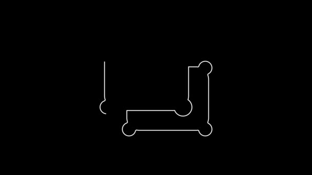 White Line Rectangular Pillow Icon Isolated Black Background Cushion Sign — Stockvideo