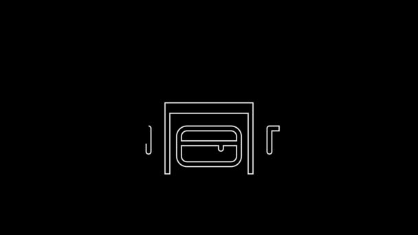 White Line Sport Bag Icon Isolated Black Background Video Motion — 图库视频影像