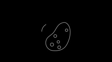 White line Potato icon isolated on black background. 4K Video motion graphic animation.