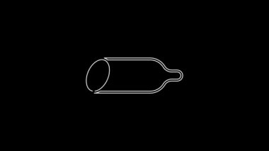 White line Fresh cucumber icon isolated on black background. 4K Video motion graphic animation.