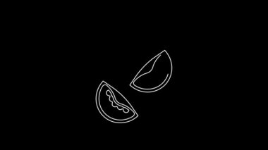 White line Tomato icon isolated on black background. 4K Video motion graphic animation.