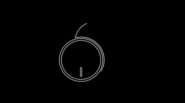 White line Kiwi fruit icon isolated on black background. 4K Video motion graphic animation.