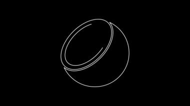White line Orange fruit icon isolated on black background. 4K Video motion graphic animation.