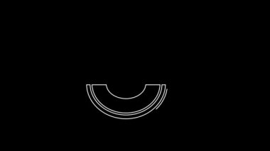 White line Melon fruit icon isolated on black background. 4K Video motion graphic animation.