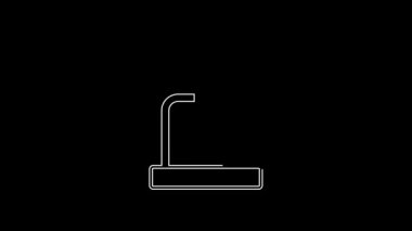 Beyaz çizgi mikroskop simgesi siyah arkaplanda izole edildi. Kimya, ilaç aleti, mikrobiyoloji büyütme aracı. 4K Video hareketli grafik canlandırması.