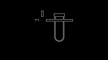 Beyaz çizgili cam tüp deney tüpü siyah arkaplanda izole edilmiş. Laboratuvar ekipmanları. 4K Video hareketli grafik canlandırması.