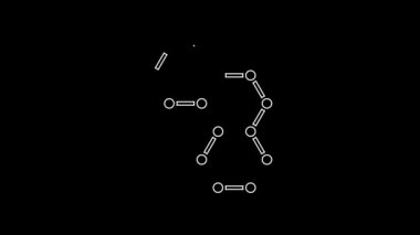 Beyaz çizgi kimyasal formül ikonu siyah arkaplanda izole edildi. Yenilikçi tıp, sağlık, araştırma ve bilim için soyut altıgen. 4K Video hareketli grafik canlandırması.
