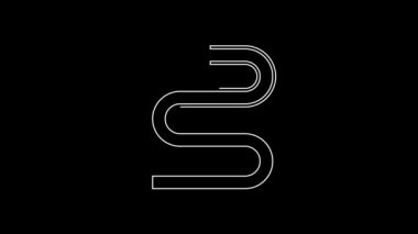 White line Fire hose reel icon isolated on black background. 4K Video motion graphic animation.
