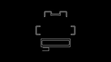 White line Fire truck icon isolated on black background. Fire engine. Firefighters emergency vehicle. 4K Video motion graphic animation.